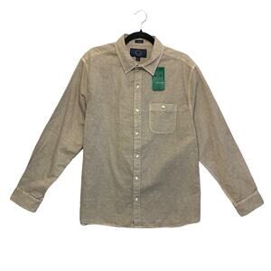 Even Tide Stitch Fix Coastal Slub Cotton Linen Shirt NWT Men's Sz L Tan Casual